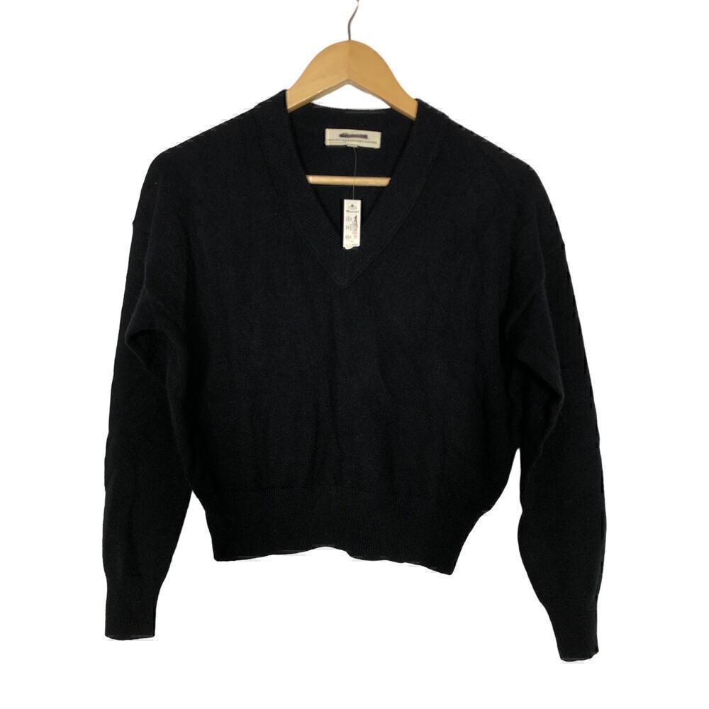 Madewell (Re)sponsible Sweater Cashmere V-Neck Pullover Crop True Black NWT XXS - Picture 2 of 9